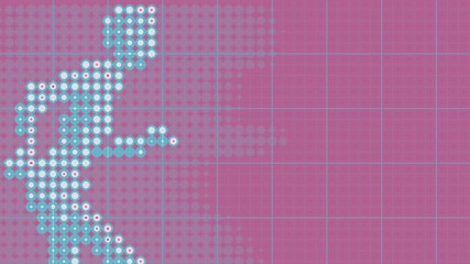 Leinwandbilder - Profile of a running man halftone flat dot pattern. 3d render HD resolution