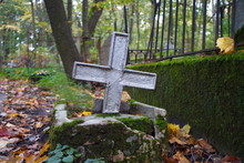 Old Metal Silver Cross, Russian Cemetery