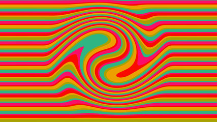 Poster - Abstract rippled or colorful lines pattern with wavy vibrant facture. Liquid effect. 90s style. Cool colorful color palette. Vector illustration. EPS 10.