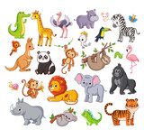 Fototapeta Fototapety na ścianę do pokoju dziecięcego - Big vector set with animals in cartoon style. Vector collection with mammals