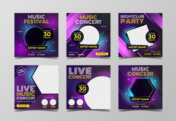 Music party banner for flyer and social media post template