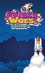 Wall Mural - Poster design with spaceship flying in the space background