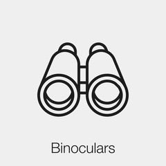 Poster - binoculars icon vector. Linear style sign for mobile concept and web design. binoculars symbol illustration. Pixel vector graphics - Vector.