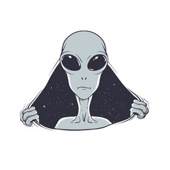 Wall Mural - alien breaks through a hole from space