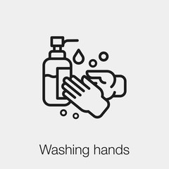 Poster - washing hands icon vector. Linear style sign for mobile concept and web design. wash hands symbol illustration. Pixel vector graphics - Vector.	