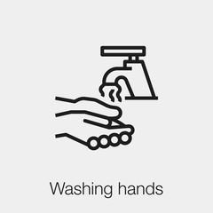 Poster - washing hands icon vector. Linear style sign for mobile concept and web design. wash hands symbol illustration. Pixel vector graphics - Vector.	