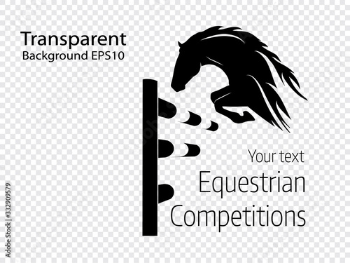 Cuadros en Lienzo Equestrian competitions - vector illustration of jumping horse on transparent ba