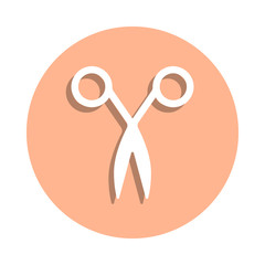 Poster - Scissors badge icon. Simple glyph, flat vector of web icons for ui and ux, website or mobile application