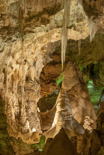 Illuminated Stalactites And Stalagmites In Carlsbad Caverns National Park, New Mexico, USA