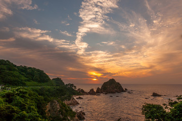 Wall Mural - 浦富海岸の夕陽