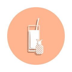 Poster - Pineapple juice in a glass badge icon. Simple glyph, flat vector of drink icons for ui and ux, website or mobile application