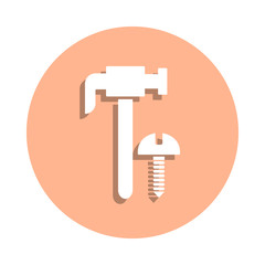 Poster - Hammer and screw badge icon. Simple glyph, flat vector of engineering icons for ui and ux, website or mobile application