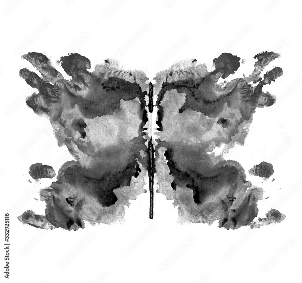 Black Ink Test Roshack Rorschach test ink blot illustration. Psychological test. Silhouette of ...