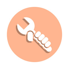 Poster - Hand and spanner badge icon. Simple glyph, flat vector of engineering icons for ui and ux, website or mobile application