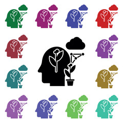 Poster - Idea in mind multi color icon. Simple glyph, flat vector of human mind icons for ui and ux, website or mobile application