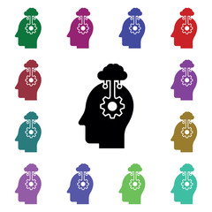 Poster - Idea in mind multi color icon. Simple glyph, flat vector of human mind icons for ui and ux, website or mobile application