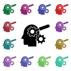 Poster - Loupe in mind multi color icon. Simple glyph, flat vector of human mind icons for ui and ux, website or mobile application