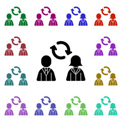 Poster - Team work, rotation, team, users multi color icon. Simple glyph, flat vector of team work icons for ui and ux, website or mobile application