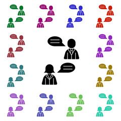 Poster - Team work, chat, conversation, team, users multi color icon. Simple glyph, flat vector of team work icons for ui and ux, website or mobile application
