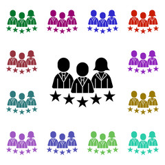 Poster - Team work, outstanding, rating, star, team, users multi color icon. Simple glyph, flat vector of team work icons for ui and ux, website or mobile application