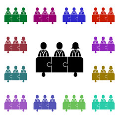 Poster - Team work, puzzle, strategy, team, users multi color icon. Simple glyph, flat vector of team work icons for ui and ux, website or mobile application