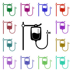 Poster - Transfusion, blood, bag, medical instrument multi color icon. Simple glyph, flat vector of medical instruments icons for ui and ux, website or mobile application
