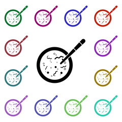 Poster - Bacteria's, petri dish, biology, laboratory multi color icon. Simple glyph, flat vector of medical instruments icons for ui and ux, website or mobile application
