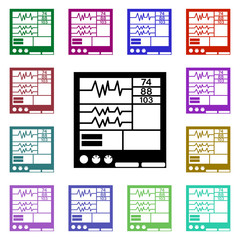 Poster - Electrocardiogram, health, cardiogram, medical multi color icon. Simple glyph, flat vector of medical instruments icons for ui and ux, website or mobile application