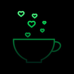 Poster - cup with heart bubbles nolan icon. Simple thin line, outline vector of Heartbeat icons for ui and ux, website or mobile application