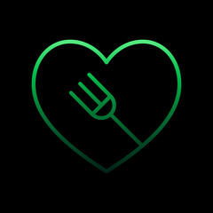 Poster - heart and fork inside nolan icon. Simple thin line, outline vector of Heartbeat icons for ui and ux, website or mobile application