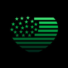Poster - heart flag of USA nolan icon. Simple thin line, outline vector of Heartbeat icons for ui and ux, website or mobile application
