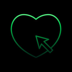 Poster - heart click with mouse arrow pointer nolan icon. Simple thin line, outline vector of Heartbeat icons for ui and ux, website or mobile application