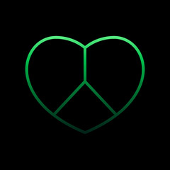 Poster - heart and peace symbol nolan icon. Simple thin line, outline vector of Heartbeat icons for ui and ux, website or mobile application