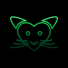 Poster - love cat with heart nolan icon. Simple thin line, outline vector of Heartbeat icons for ui and ux, website or mobile application
