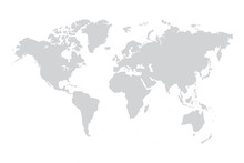 World map vector grey isolated on white background. Flat Earth,  Globe world map icon. Travel worldwide eps 10