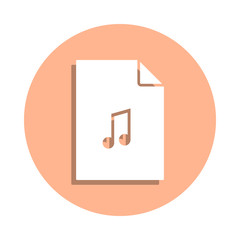 Poster - Musical note on document badge icon. Simple glyph, flat vector of file and documents icons for ui and ux, website or mobile application