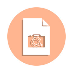 Poster - Camera on document badge icon. Simple glyph, flat vector of file and documents icons for ui and ux, website or mobile application