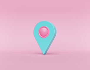 Aufkleber - map pointer or location pin symbol isolated on pastel pink background. cute minimal style. 3d rendering