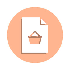 Poster - Basket on document badge icon. Simple glyph, flat vector of file and documents icons for ui and ux, website or mobile application