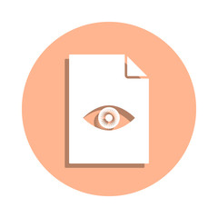 Poster - Eye on document badge icon. Simple glyph, flat vector of file and documents icons for ui and ux, website or mobile application