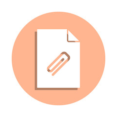 Poster - Paper clip on document badge icon. Simple glyph, flat vector of file and documents icons for ui and ux, website or mobile application