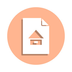 Poster - House on document badge icon. Simple glyph, flat vector of file and documents icons for ui and ux, website or mobile application