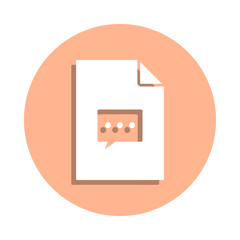 Poster - Communication bubble on document badge icon. Simple glyph, flat vector of file and documents icons for ui and ux, website or mobile application
