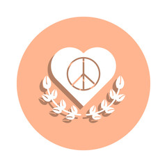 Poster - Heart, peace, flower badge icon. Simple glyph, flat vector of peace and humanrights icons for ui and ux, website or mobile application