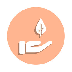 Poster - Hand, care, plant badge icon. Simple glyph, flat vector of ecology icons for ui and ux, website or mobile application
