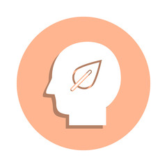 Poster - Green plant, thought, brain badge icon. Simple glyph, flat vector of ecology icons for ui and ux, website or mobile application