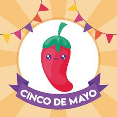 Wall Mural - label cinco de mayo with spicy chile