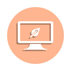 Poster - Ecology, computer, leaf badge icon. Simple glyph, flat vector of ecology icons for ui and ux, website or mobile application