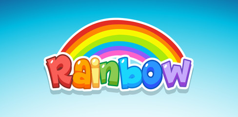 Poster - Background sky with word rainbow in many colors