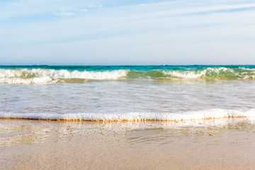 Sticker - Bursts of sea waves on a tropical sea beach,